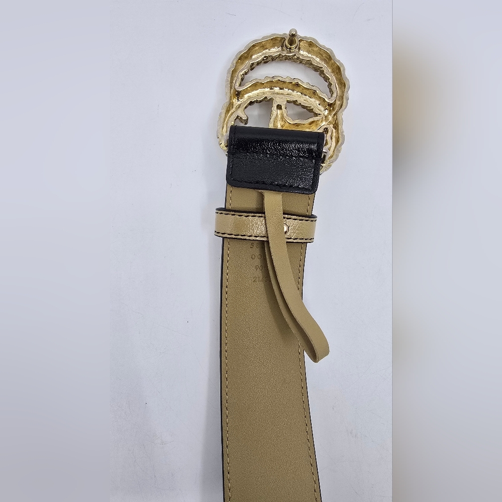 Gucci Calfskin Striped Textured Double G Belt - Picture 11 of 13